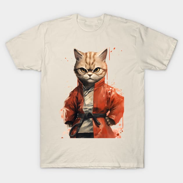 Cat Martial Arts Fighter T-Shirt by ArtisticCorner